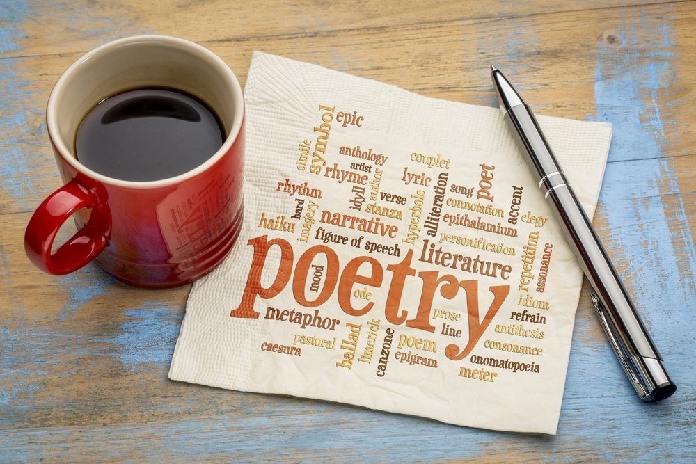Poetry word cloud on a napkin