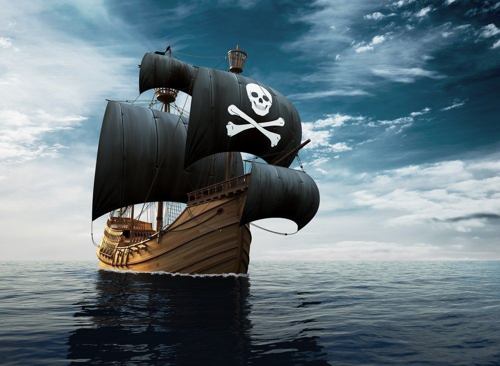 Pirate Ship On The High Sea