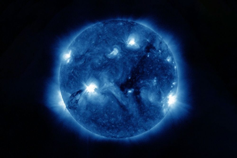 Pulsar neutron star on a dark background