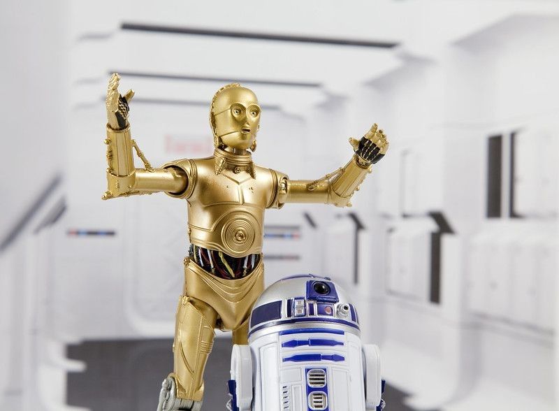 Droids R2-D2 and C-3PO from Star Wars movie