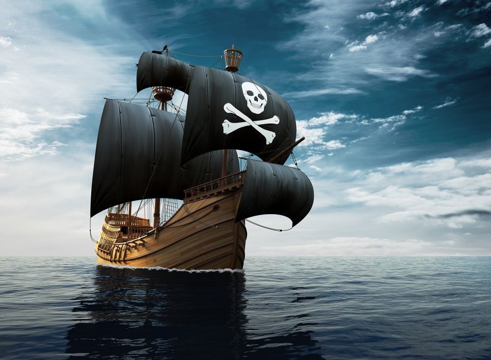 Pirates ship in the sea