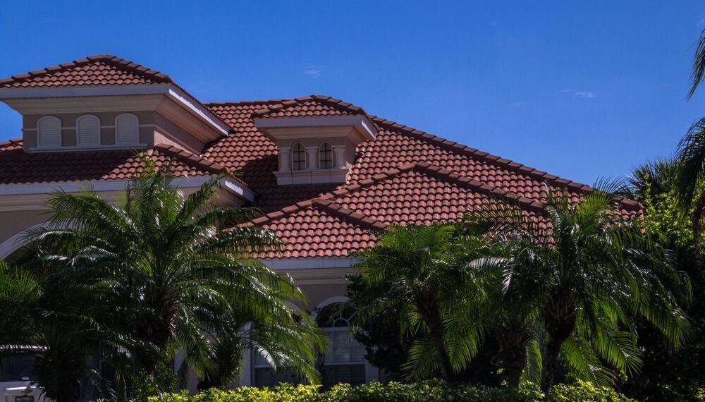 Spanish tile roof in tropical paradise