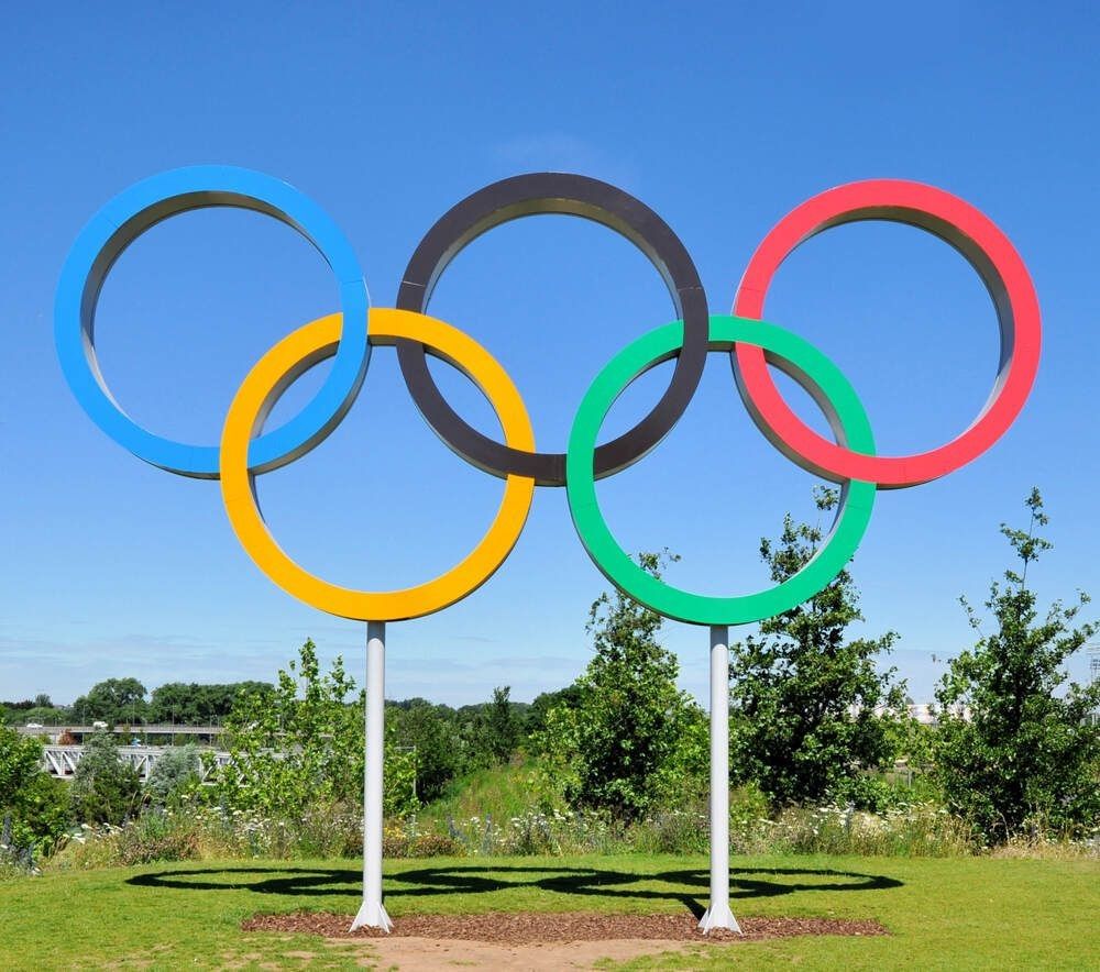 The Olympic Games symbol in the new Queen Elizabeth Olympic Park