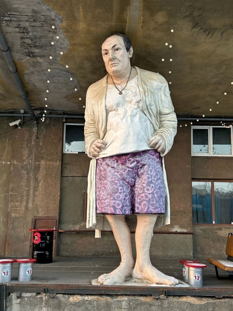 Tony Soprano statue on train station