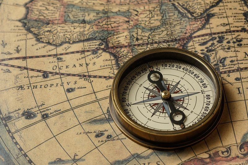 Compass with a map in background