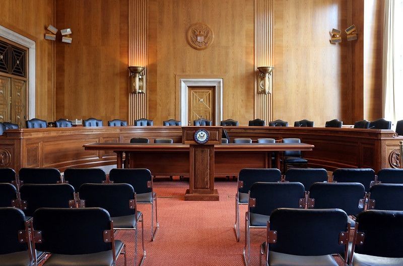 A United States Senate committee hearing room in Washington