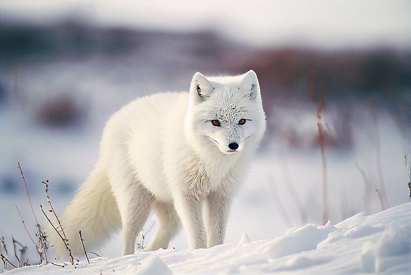Arctic fox in Canadian Arctic snow.