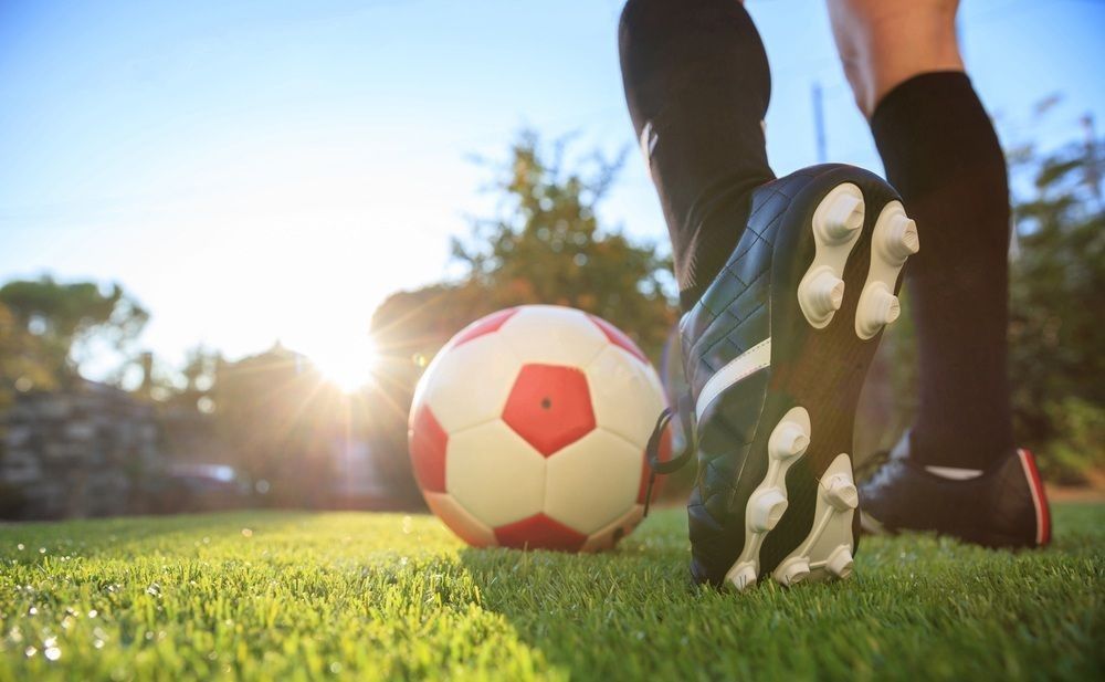 Soccer ball on the grass.